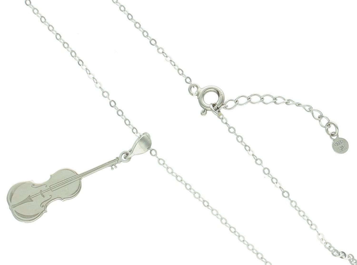 Naszyjnik srebrny próby 925 DIA-NSZ-NR2 R721-ROD-925 z zawieszką w kształcie skrzypiec. Długość 42+3 cm, zapięcie na karabińczyk. Idealny dla miłośniczek muzyki i oryginalnego stylu.1.jpg